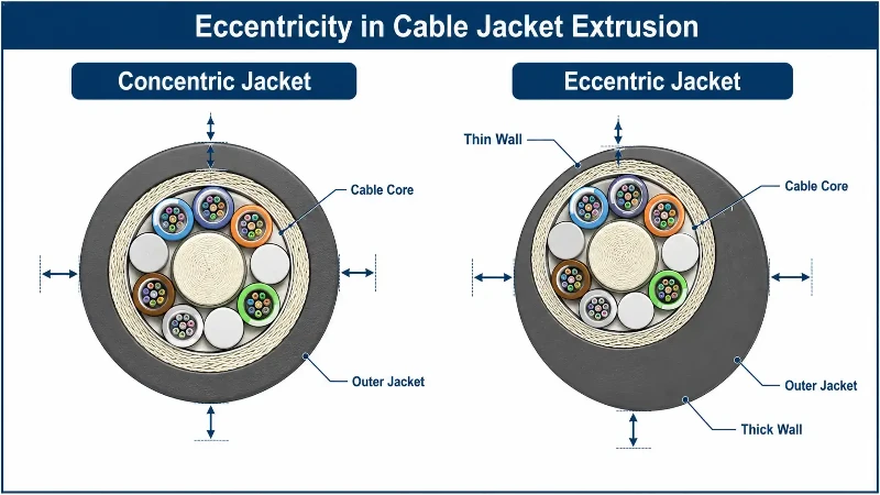 Concentric and eccentric cable jacket wall Concentric and eccentric cable jacket wall